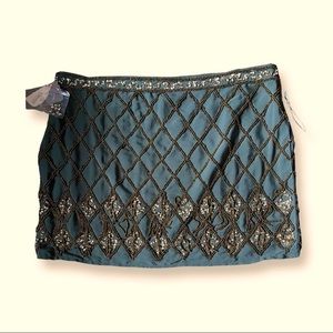 Forever 21 Mini Skirt Size L Large NWT Beaded Sequin Flapper Olive Green Bronze